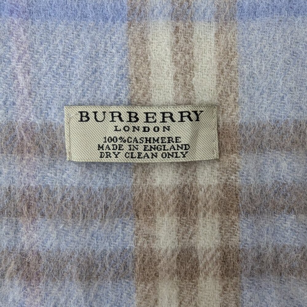 Burberry Cashmere Scarf Blue | Unisex | Iconic Check Pattern | Fast Shipping - Picture 4 of 6